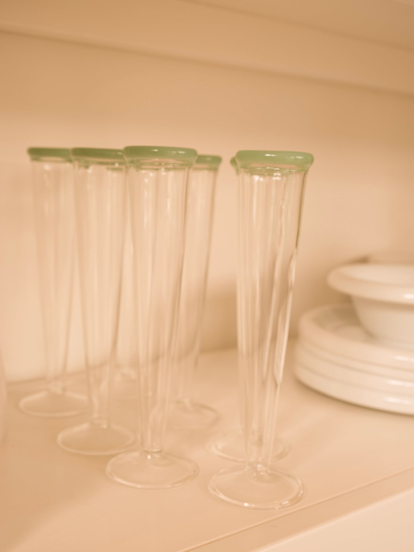 The Fancy Flutes in Green - set of 6