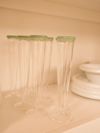The Fancy Flutes in Green - set of 6