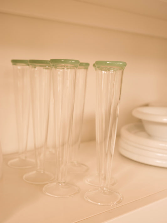 The Fancy Flutes in Green - set of 6