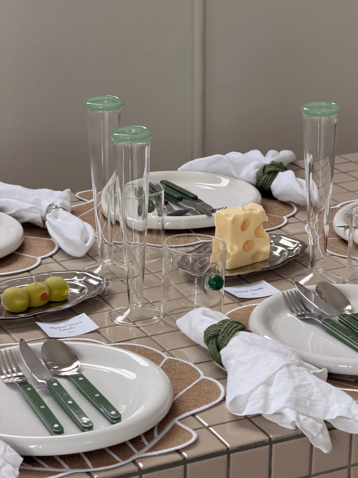 The Fancy Flutes in Green - set of 6