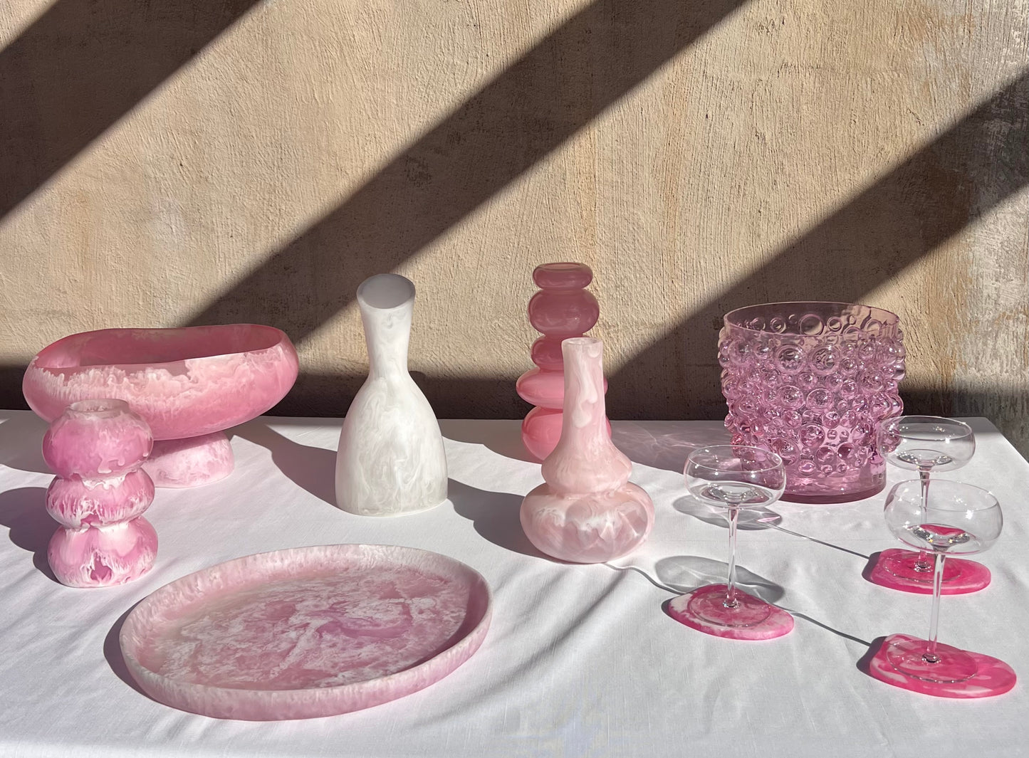 Pink Resin Coasters - set of 6