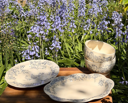 Spring Floral Platter - Blue or Burgundy