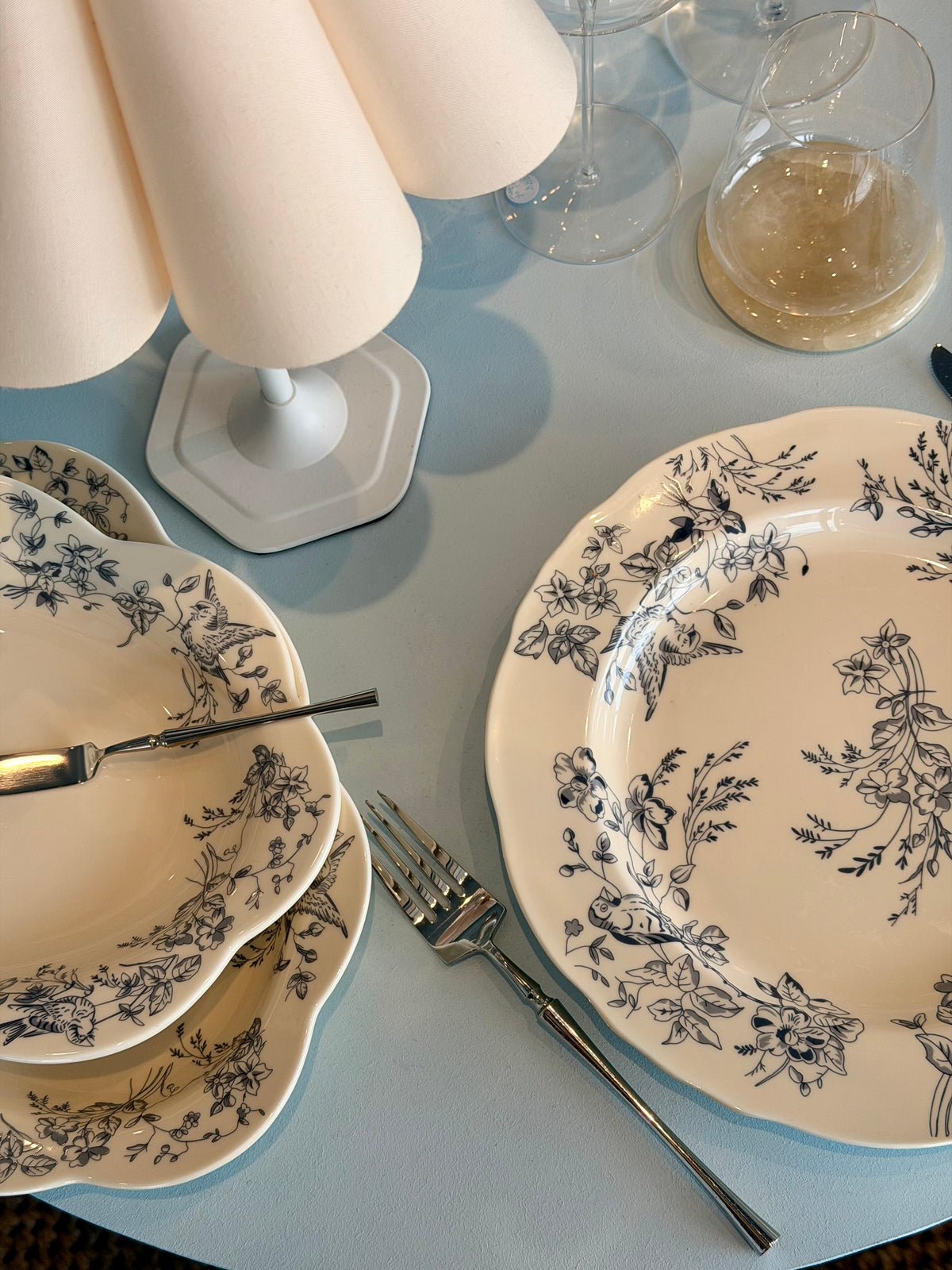 Spring Floral Main Plate - Blue or Burgundy