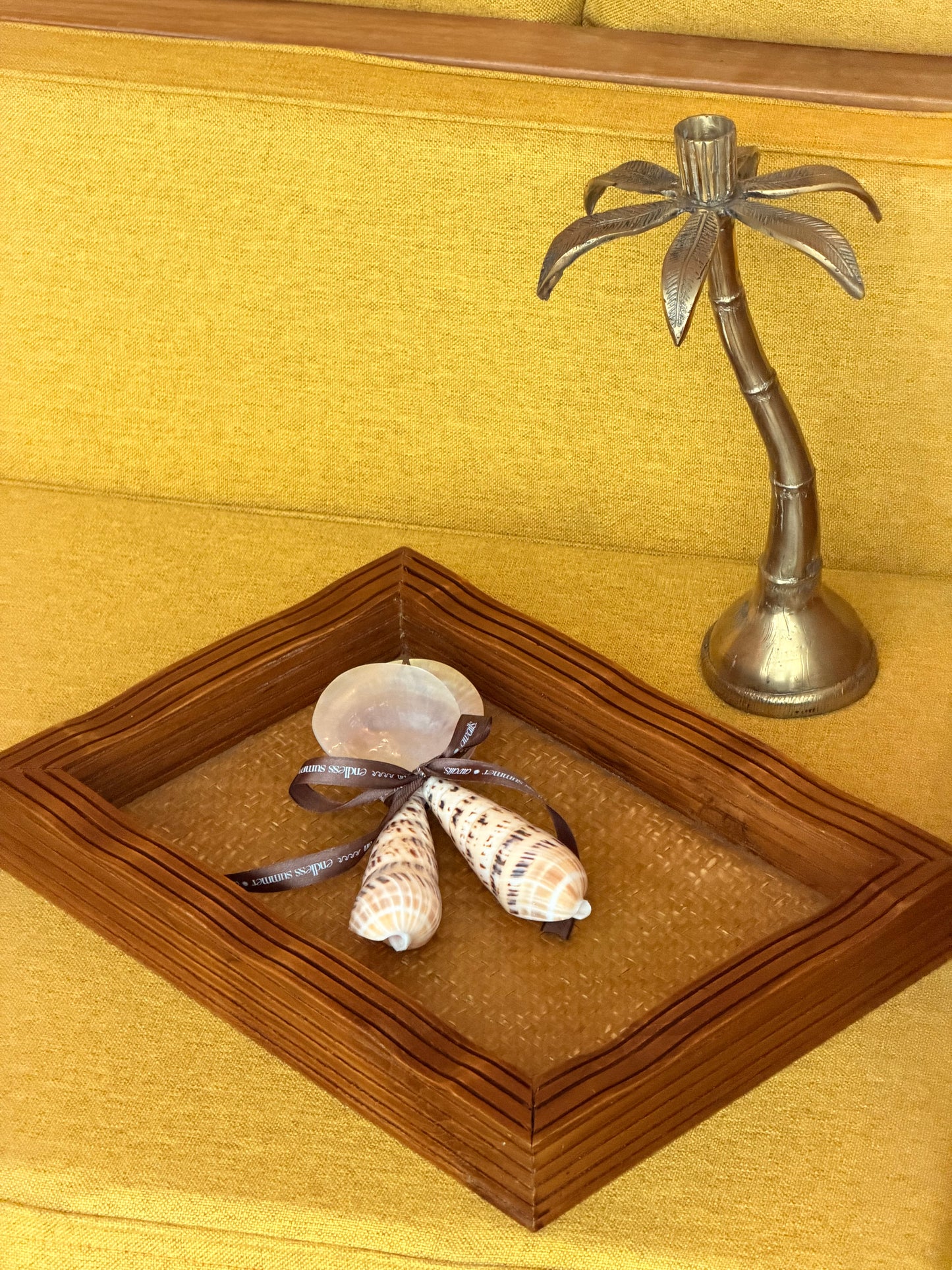 Rattan Retro Tray - Dark Timber