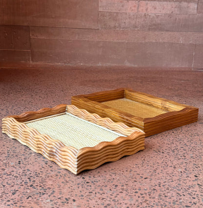 Rattan Retro Trays - Wavy