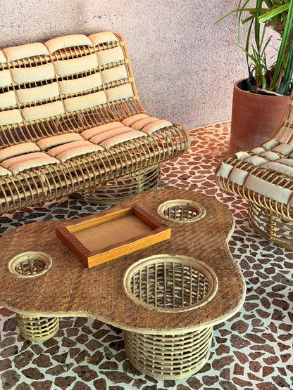 Rattan Retro Tray - Dark Timber