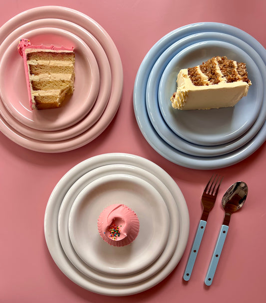 Bubble Plates -  3 pcs set - Blue, White & Pink