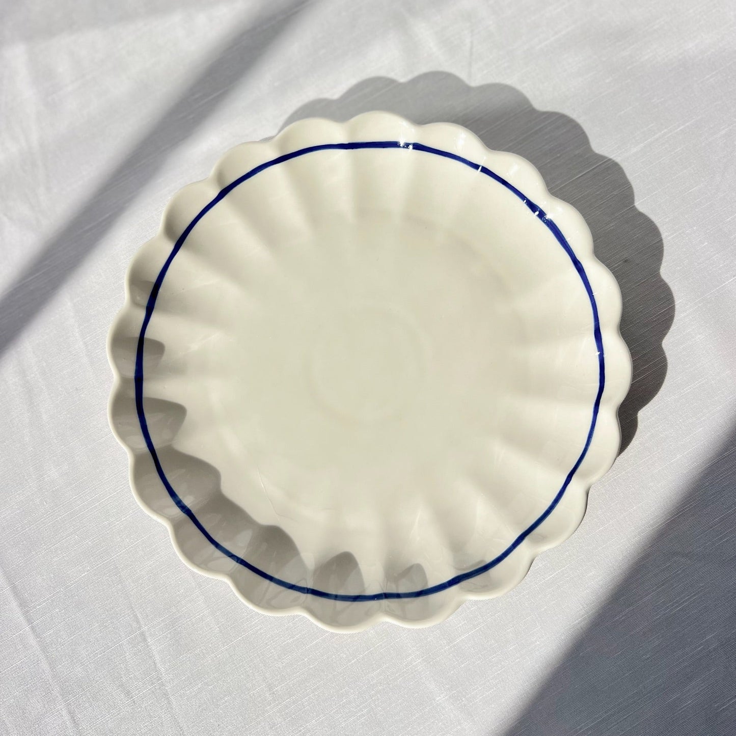 Blue Lined Scollop Plate