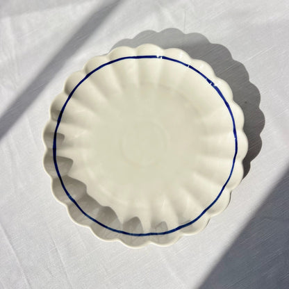 Blue Lined Scollop Plate