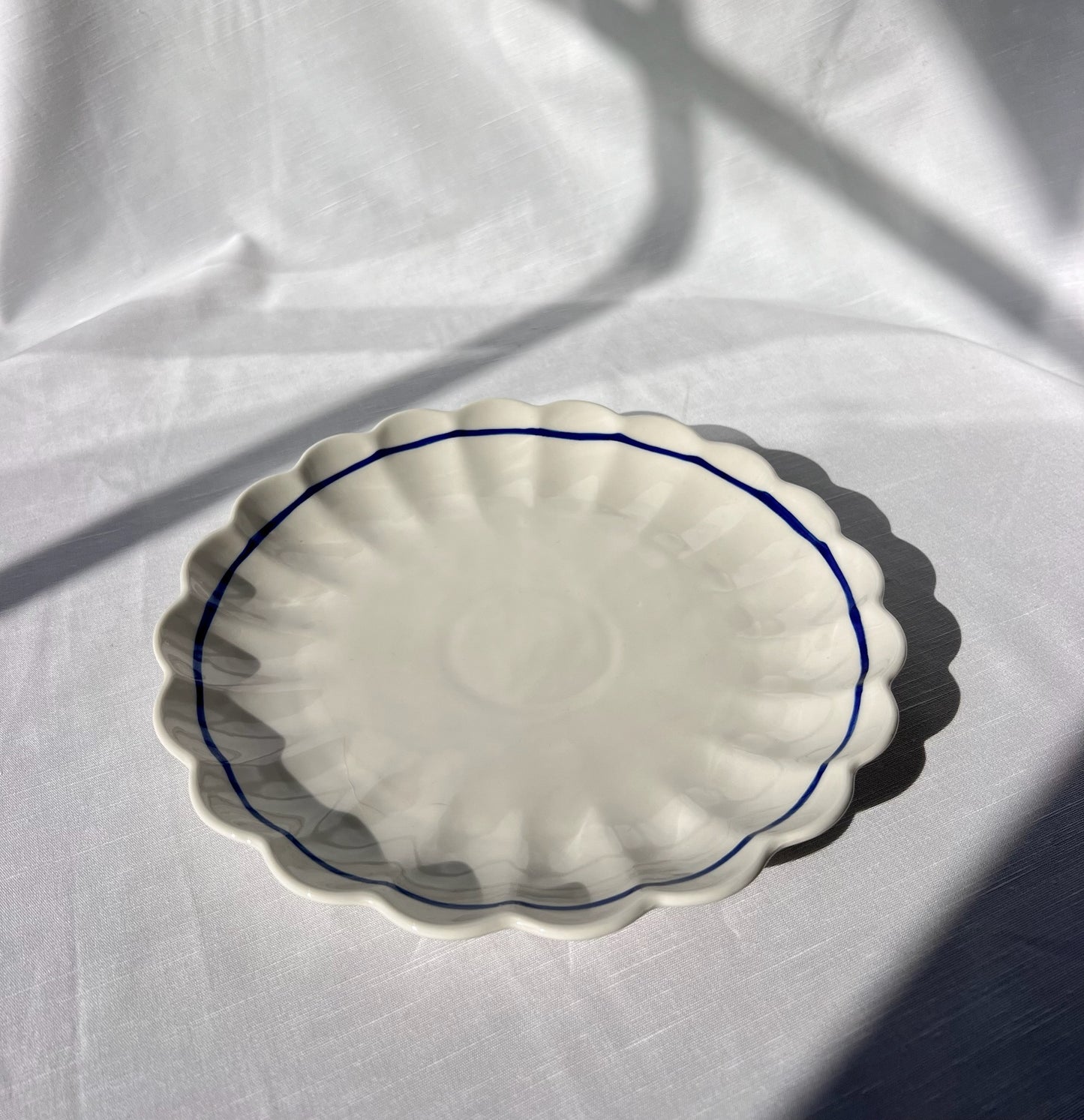 Blue Lined Scollop Plate