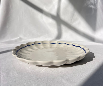 Blue Lined Scollop Plate