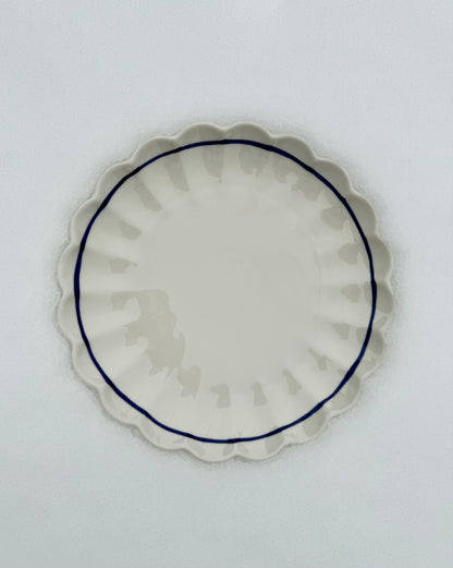 Blue Lined Scollop Plate